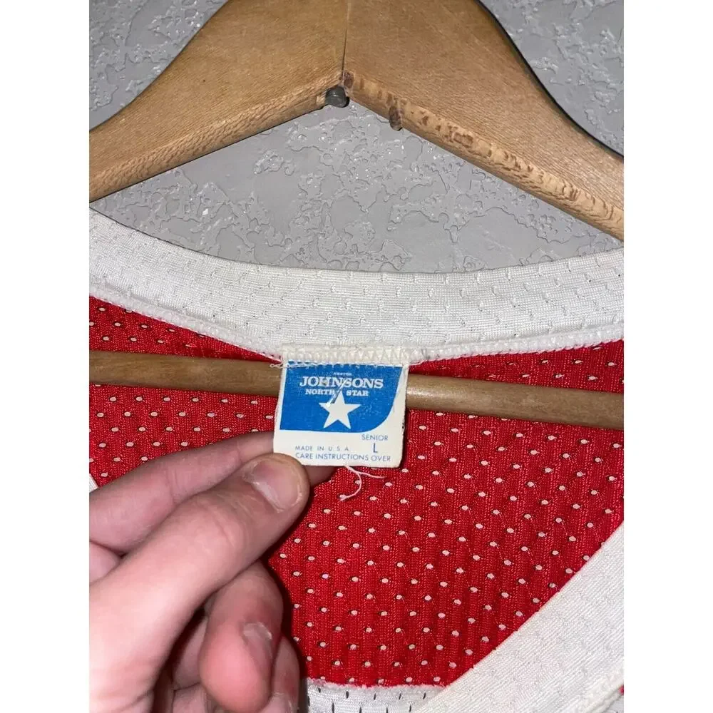 Vintage Buddy Bloms Hockey Jersey School White Red NHL Style 80s VTG 1980s L - Picture 9 of 12